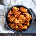 vegan bbq instant pot seitan nuggets in a black bowl